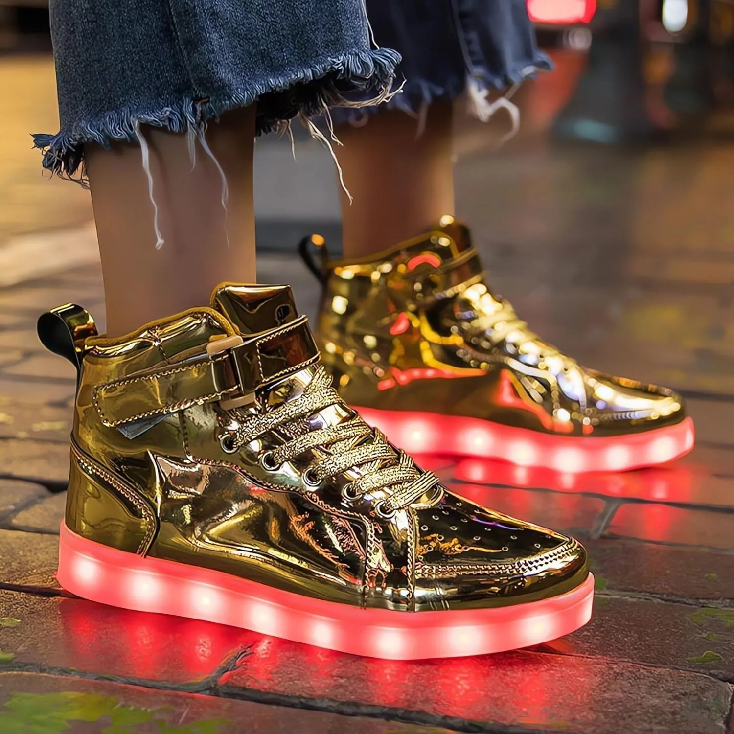 Big Kids Adult Light Up Trainers Luminous Sneakers Boys Girls USB Charging Led High Top Flashing Shoes Xmas
