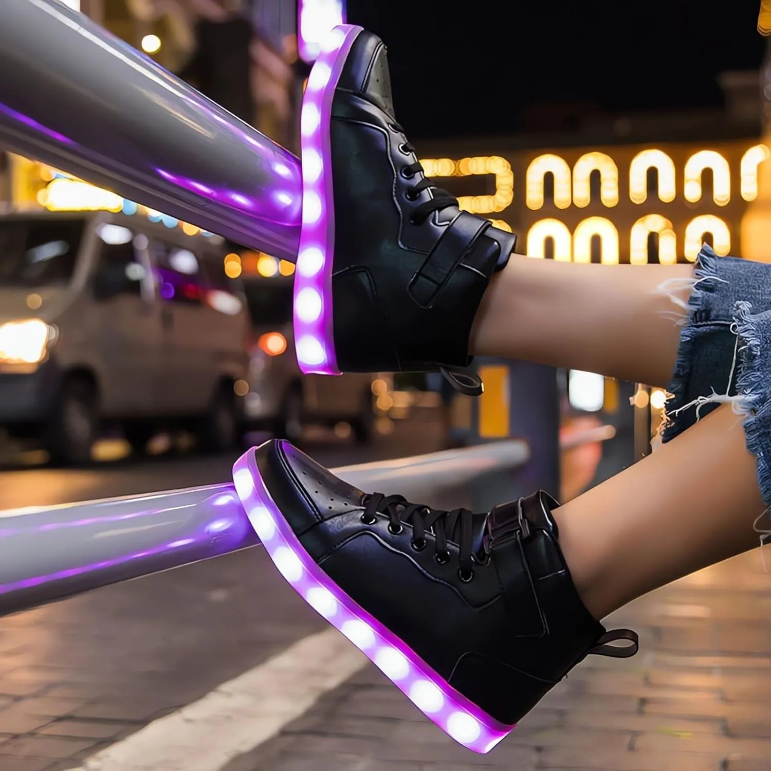 Big Kids Adult Light Up Trainers Luminous Sneakers Boys Girls USB Charging Led High Top Flashing Shoes Xmas