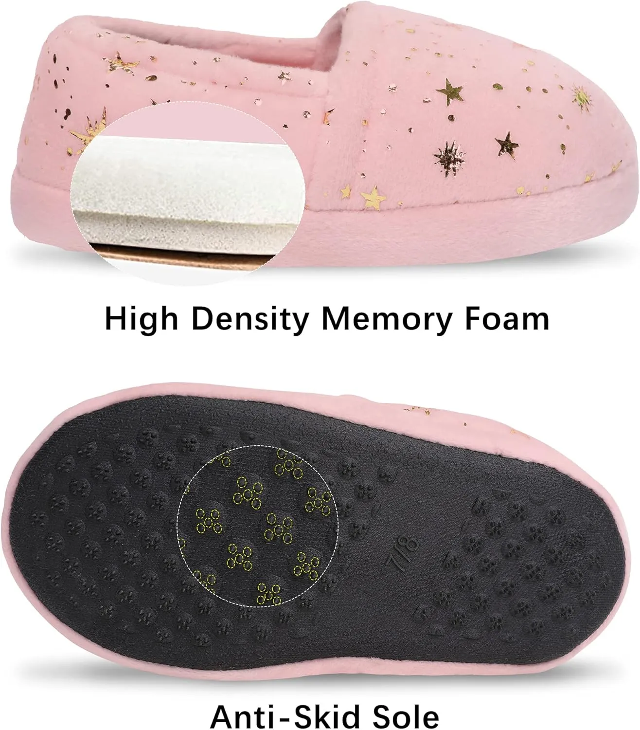 Bigwow Kids Slippers for Girls Toddler Elastic Heel House Shoes Cozy Memory Foam Slippers Boys Indoor Outdoor