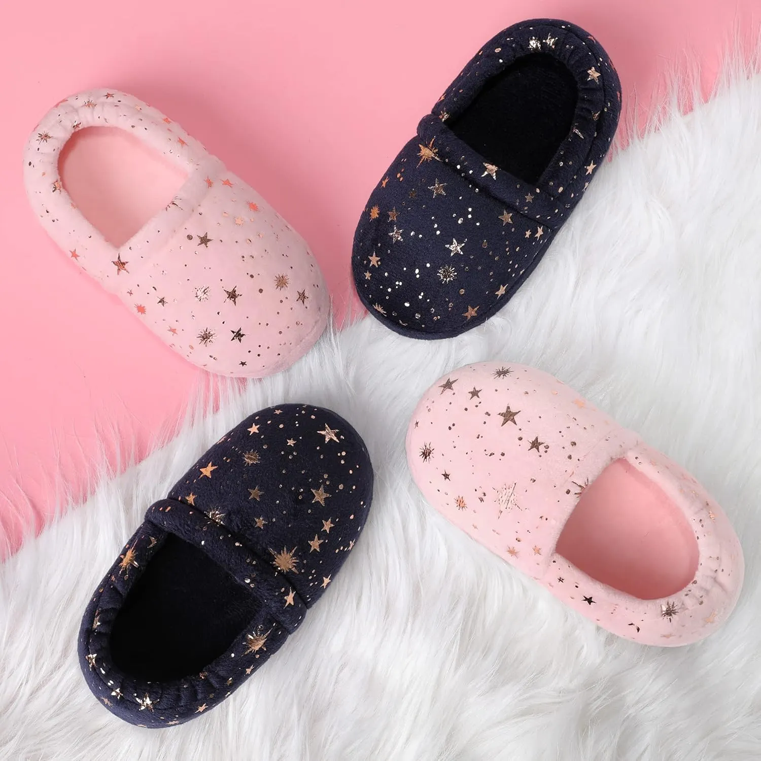 Bigwow Kids Slippers for Girls Toddler Elastic Heel House Shoes Cozy Memory Foam Slippers Boys Indoor Outdoor