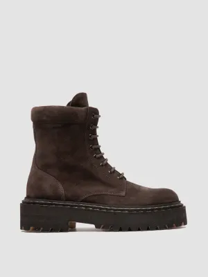 BLOSSOM 006 - Brown Suede Lace-up Boots