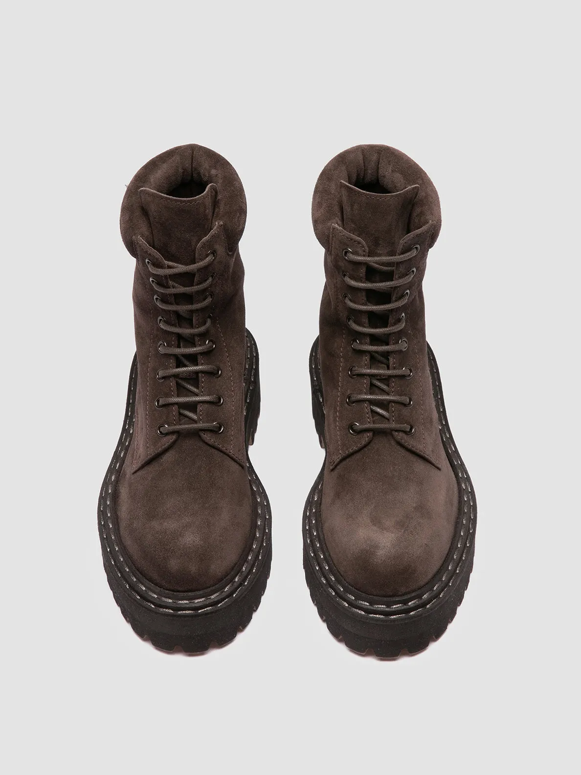 BLOSSOM 006 - Brown Suede Lace-up Boots