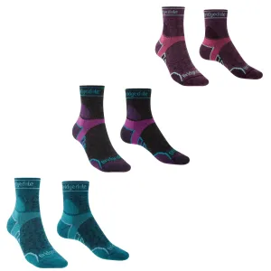 Bridgedale Womens Trail Run Lightweight T2 Merino Sport 3/4 Crew Socks - Damson - S