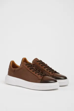 Camel Leather Sneakers with Pool Sole.