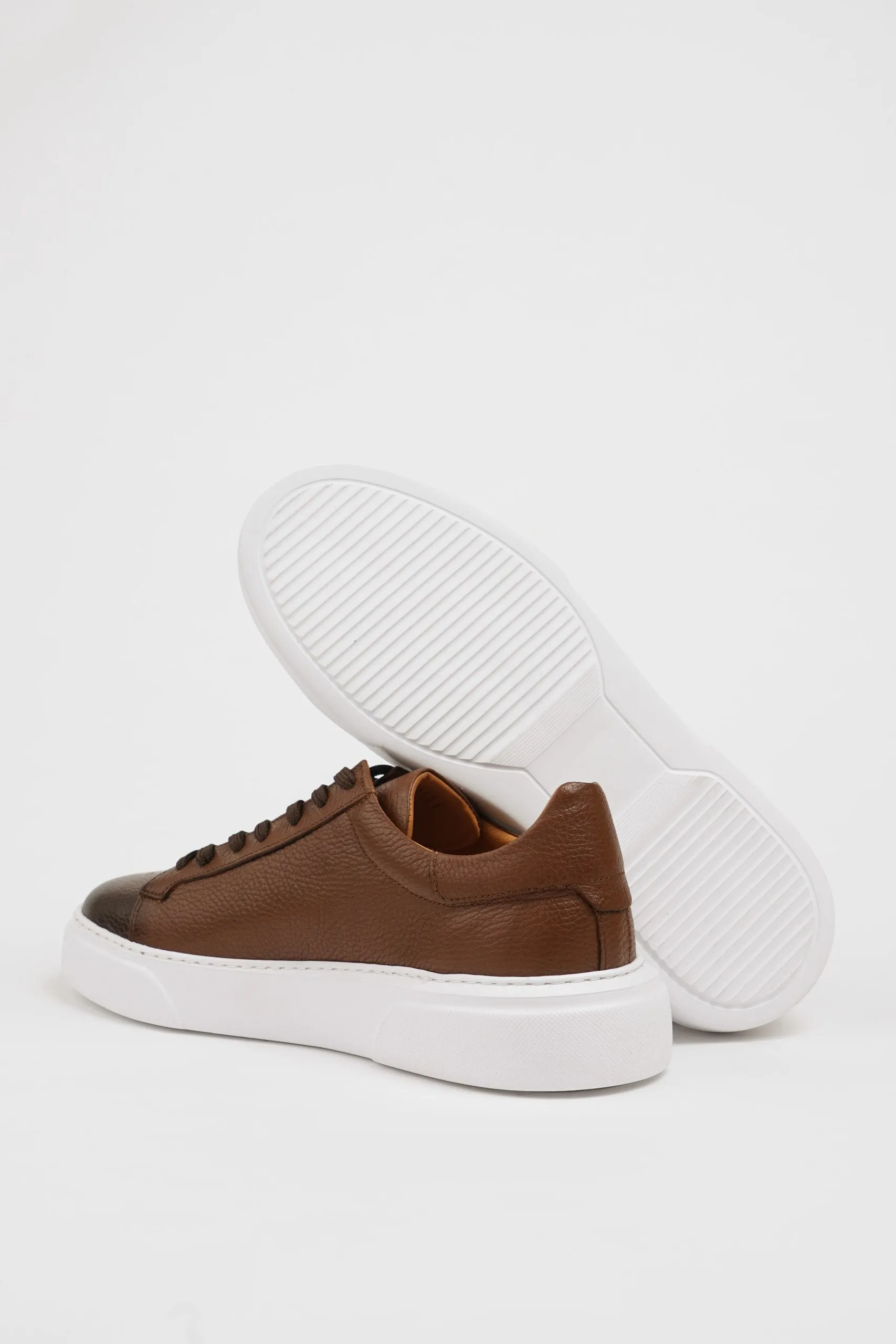 Camel Leather Sneakers with Pool Sole.