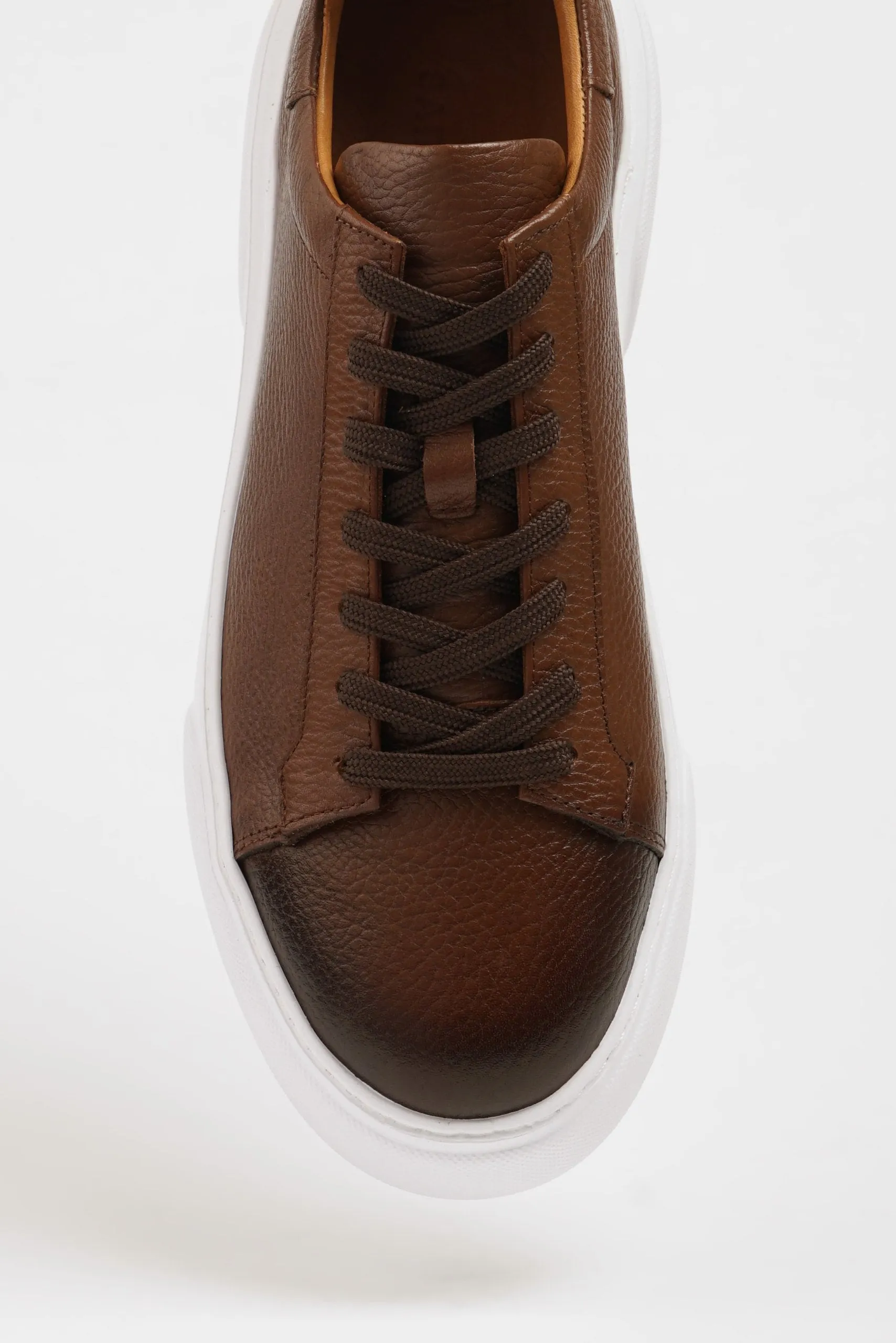 Camel Leather Sneakers with Pool Sole.