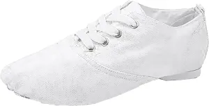 Canvas Jazz Shoes for Girls and Boys Slip-On Dance Shoes Kids Toddler Split Sole Flat Heel Training Shoes