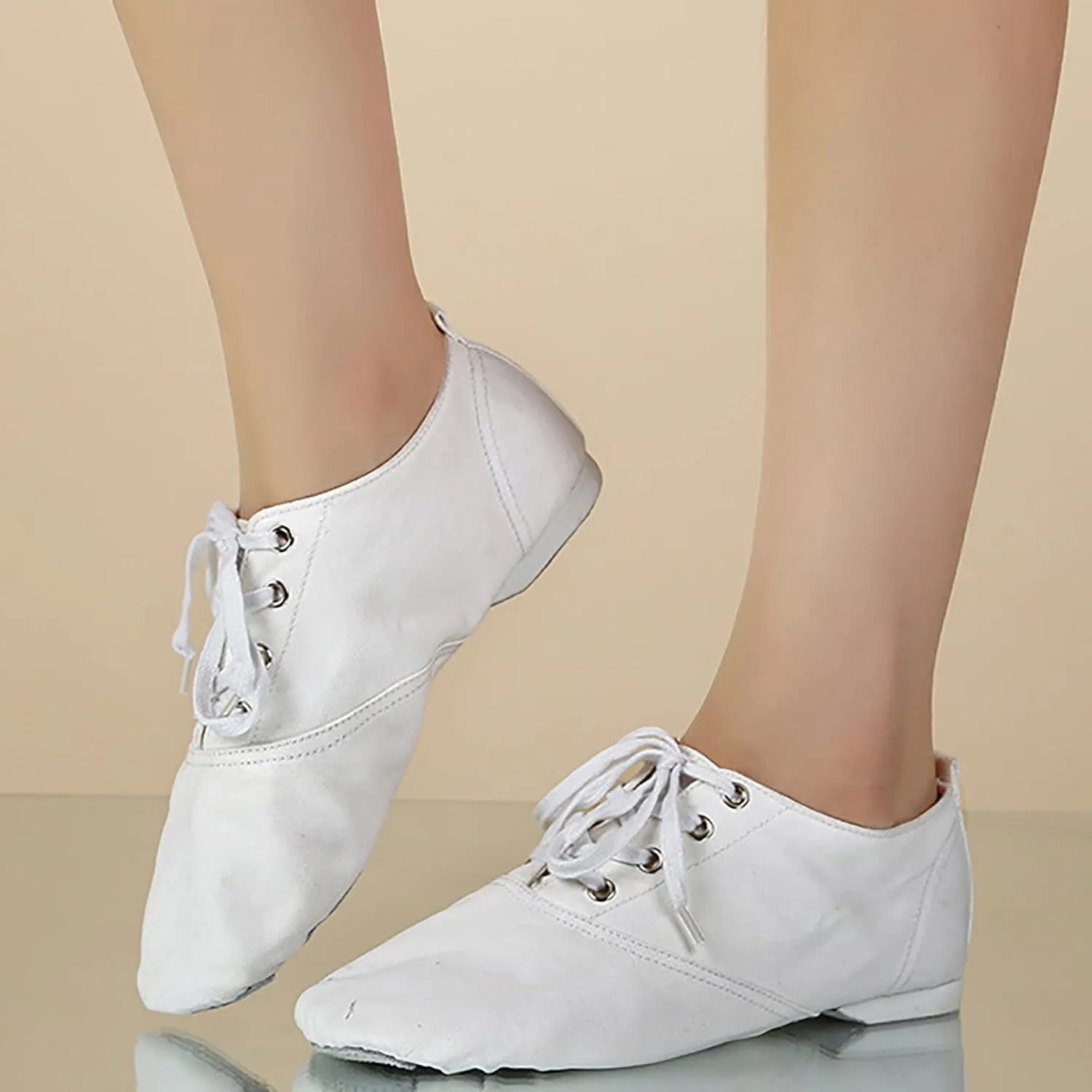 Canvas Jazz Shoes for Girls and Boys Slip-On Dance Shoes Kids Toddler Split Sole Flat Heel Training Shoes