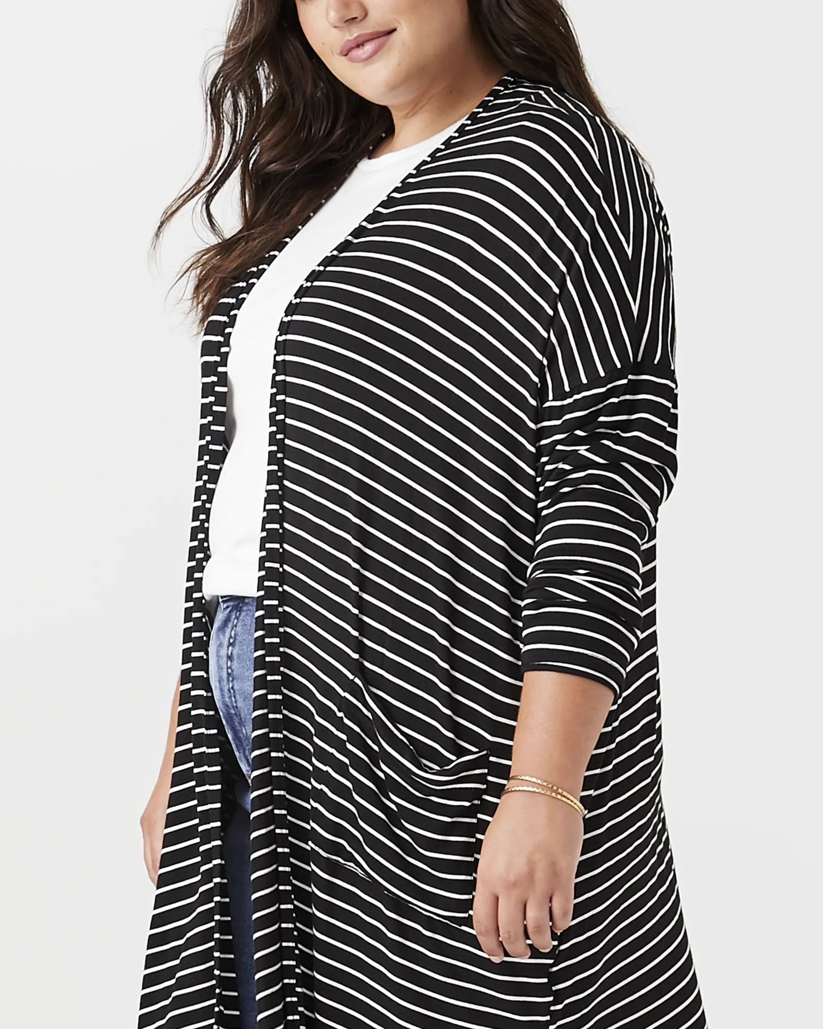 Cecelia Long Sleeve Cardigan | Black / White