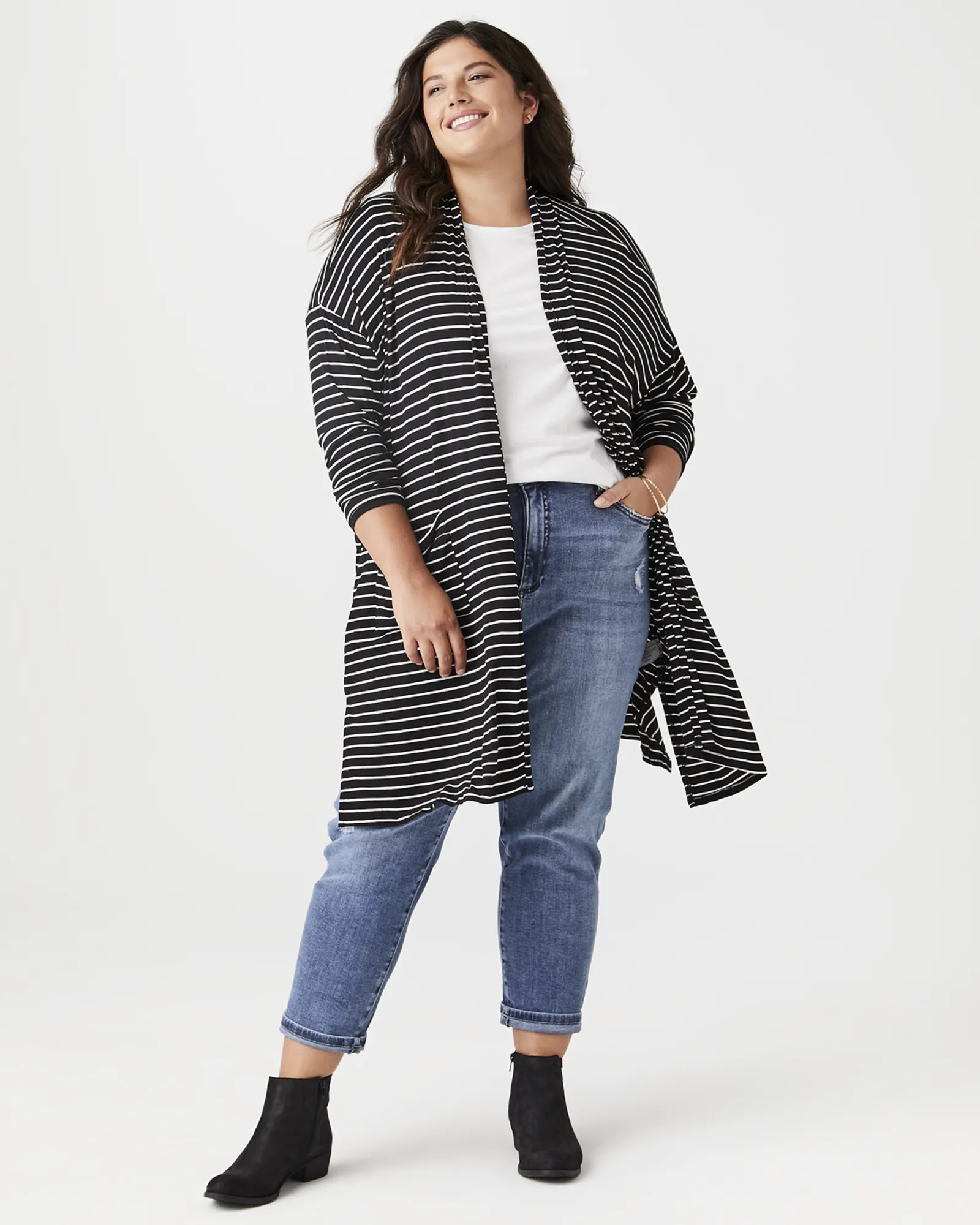 Cecelia Long Sleeve Cardigan | Black / White