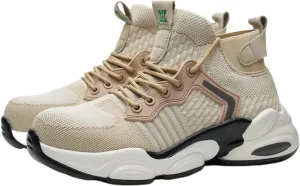 Checkmate Safety Work Boots, Steel Toe Cap, Kevlar Reinforced, Breathable Mesh, Beige - JB782