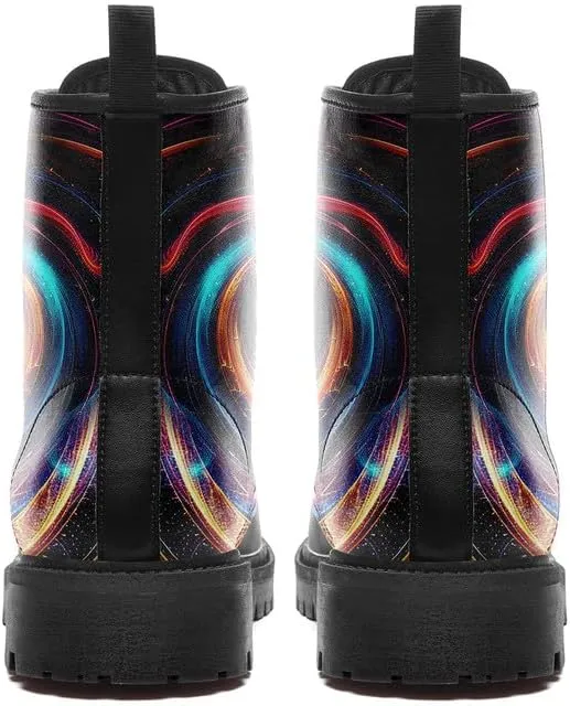 Combat Boots Skull Rock Lace-Up Ankle Booties Goth Platform Leather Work Boots Motorcycle Boots Winter Shoes for Men Women