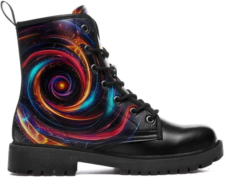 Combat Boots Skull Rock Lace-Up Ankle Booties Goth Platform Leather Work Boots Motorcycle Boots Winter Shoes for Men Women