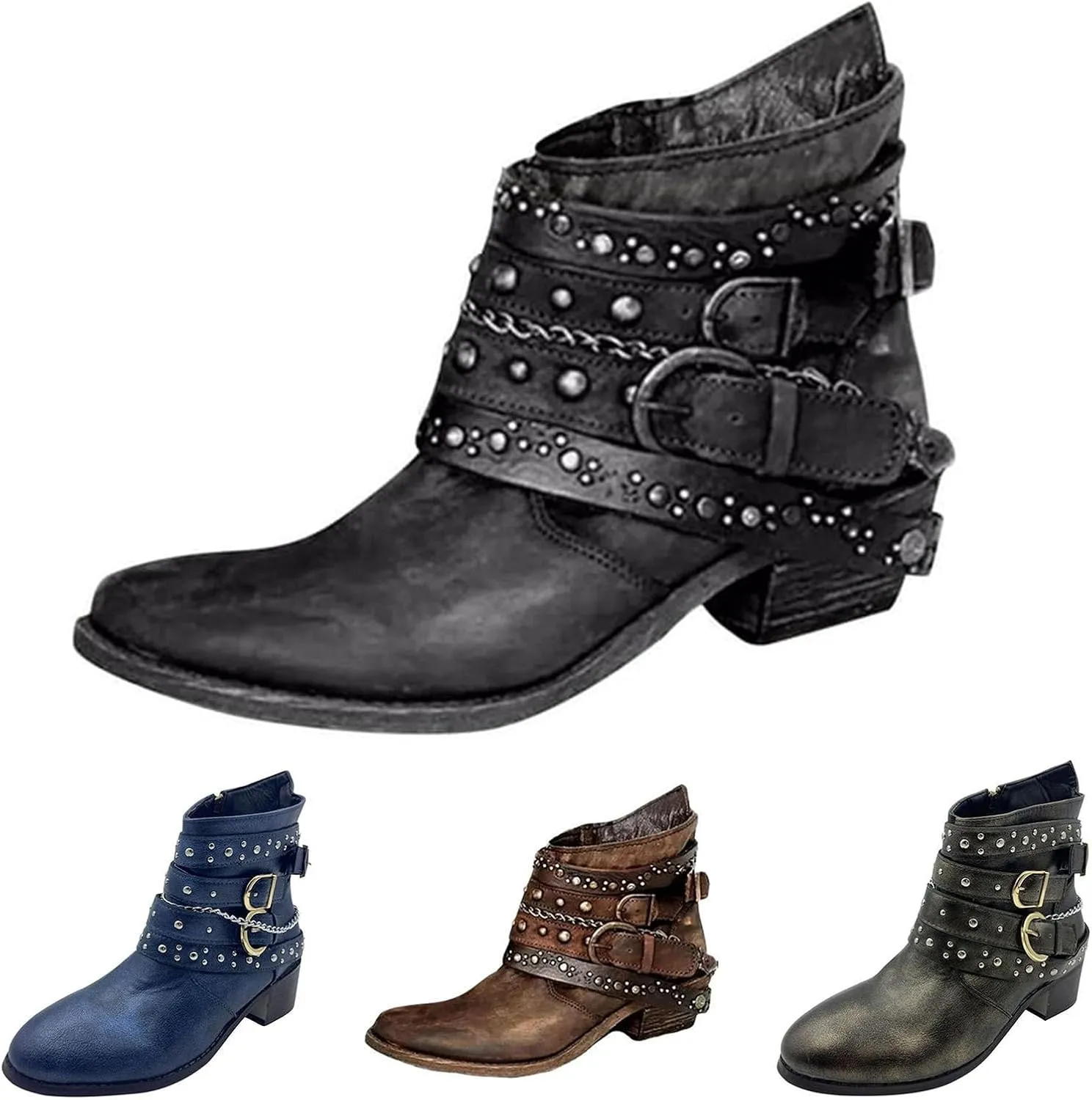 Combat Boots Womens Ankle Ankle Booties for Women Dressy Womens Fashion Boots Fall Work Boot Shoe Laces Men Fashion Round Toe Lug Sole Low Heel Chelsea Fashion
