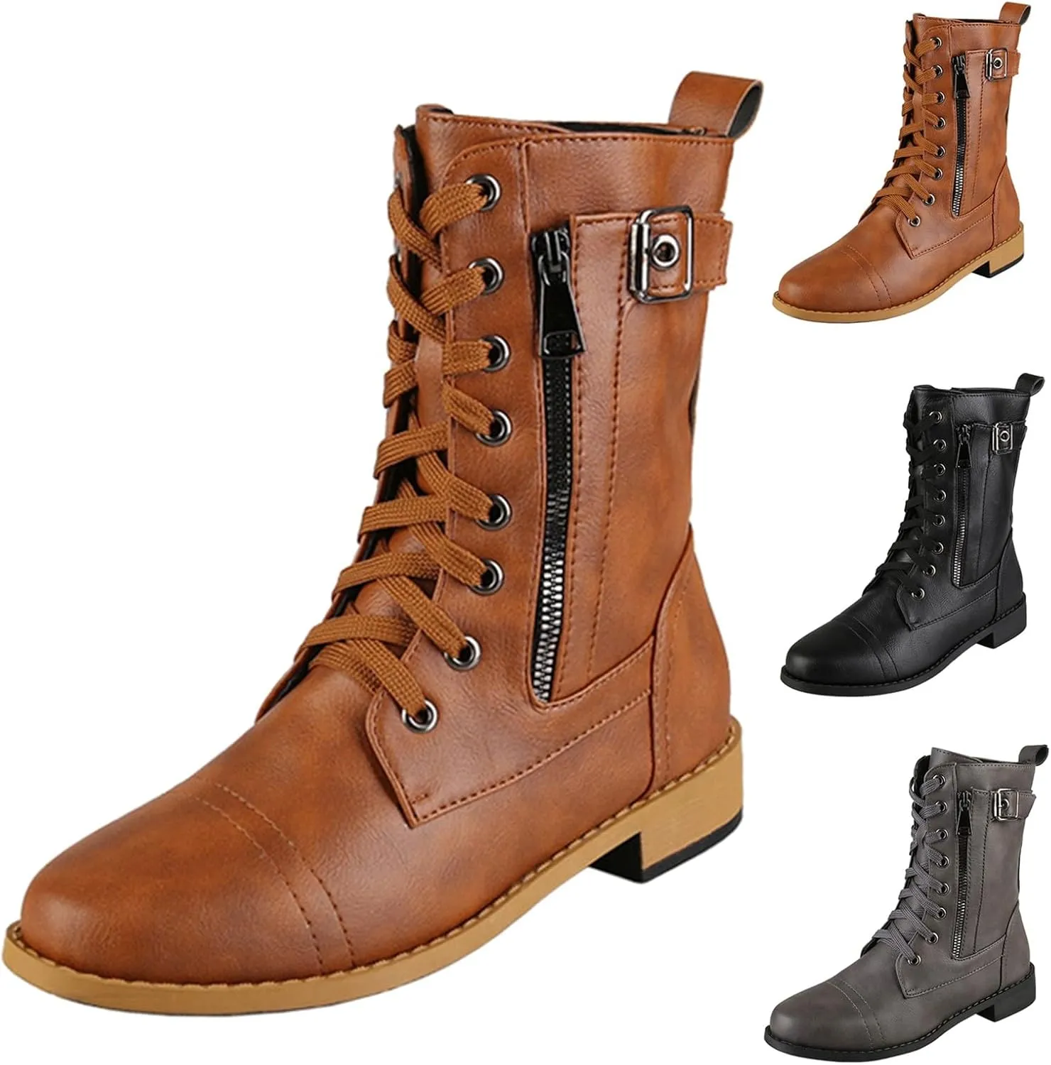 Combat Boots Womens Ankle Black Ankle Booties for Women Women's Ankle Boots Hiking Boot Laces Men Soft Sole Fashion Closed Toe Wide Fit Available