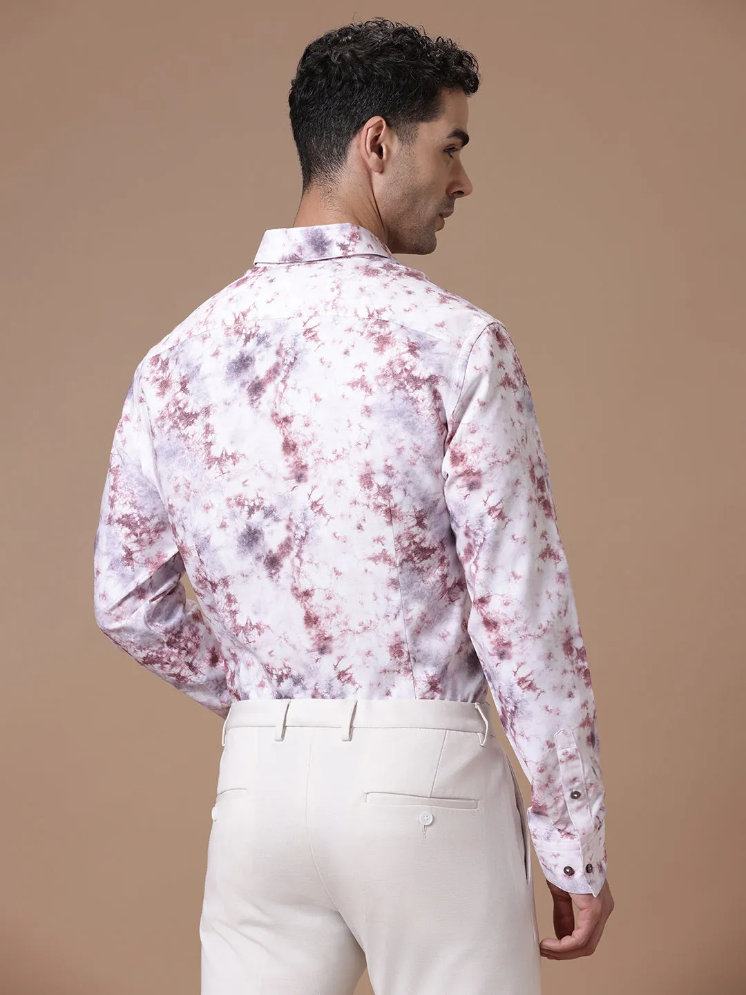 Comfort fit Cotton Viscose Printed Rust Smart casual Full sleeve Shirt (MAJESTY)