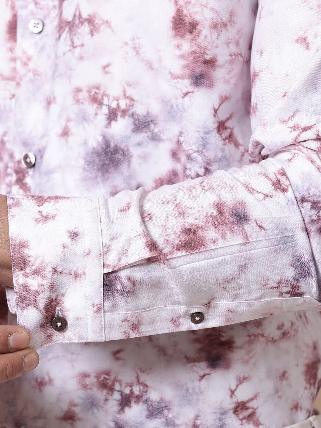 Comfort fit Cotton Viscose Printed Rust Smart casual Full sleeve Shirt (MAJESTY)