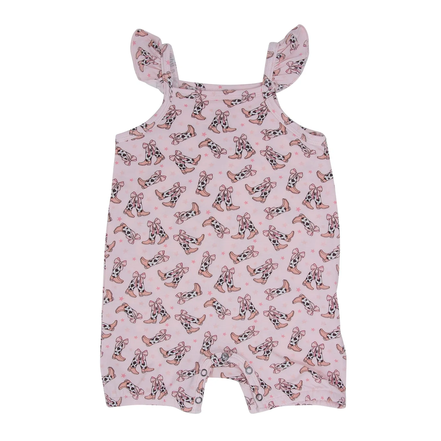 Cowhide Boots Bows Flutter Sleeve Romper