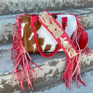 Cowhide Speedy Bag with Red Leather Detail