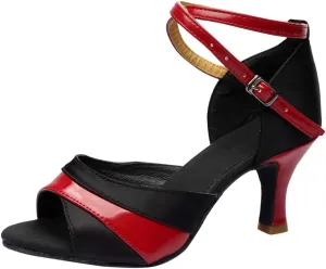 CsgrFagr Women Ladies Dancing Prom Ballroom Latin Ballet Dance Singles Shoes Women's Sandals with Straps (Red, 7)