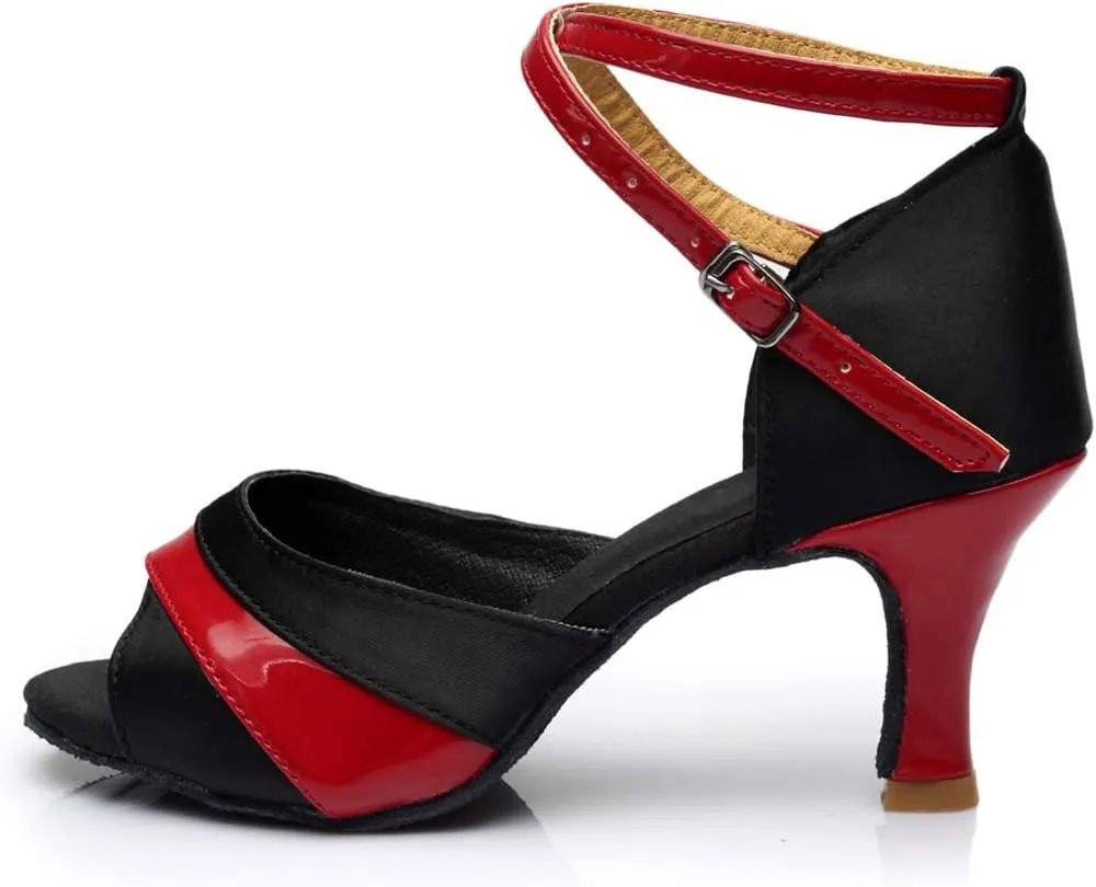 CsgrFagr Women Ladies Dancing Prom Ballroom Latin Ballet Dance Singles Shoes Women's Sandals with Straps (Red, 7)
