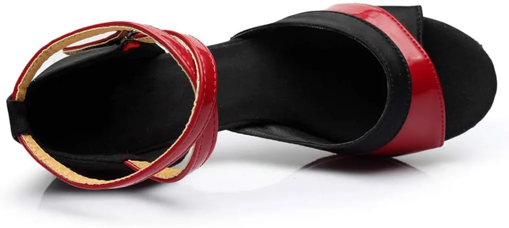 CsgrFagr Women Ladies Dancing Prom Ballroom Latin Ballet Dance Singles Shoes Women's Sandals with Straps (Red, 7)