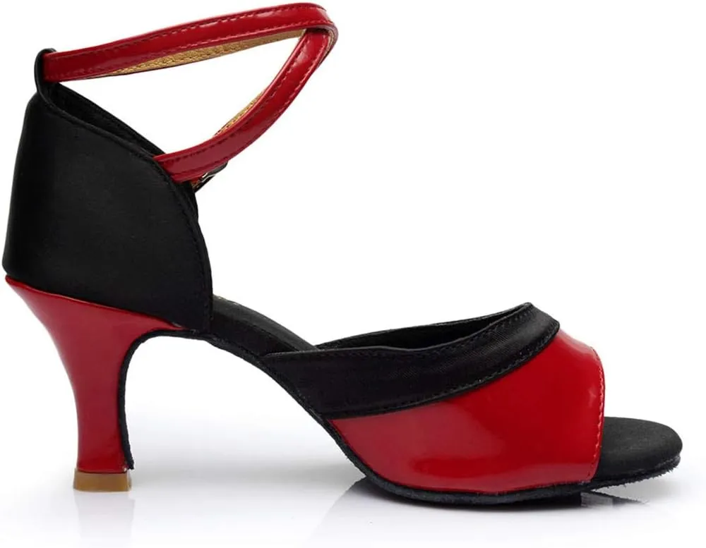 CsgrFagr Women Ladies Dancing Prom Ballroom Latin Ballet Dance Singles Shoes Women's Sandals with Straps (Red, 7)