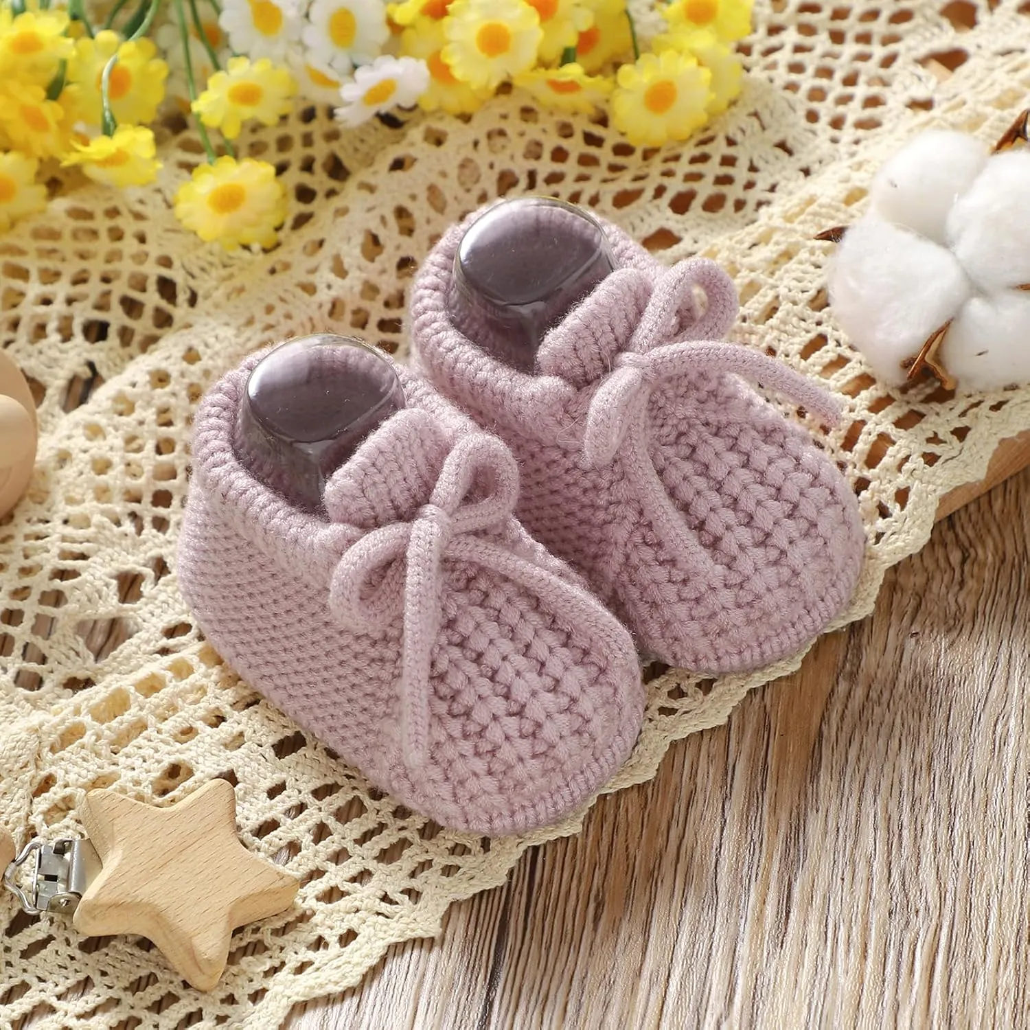 DovFanny Baby Booties Newborn Baby First Shoes Cozy Warm Knit Soft Booties for Toddler Infant Boy Girl
