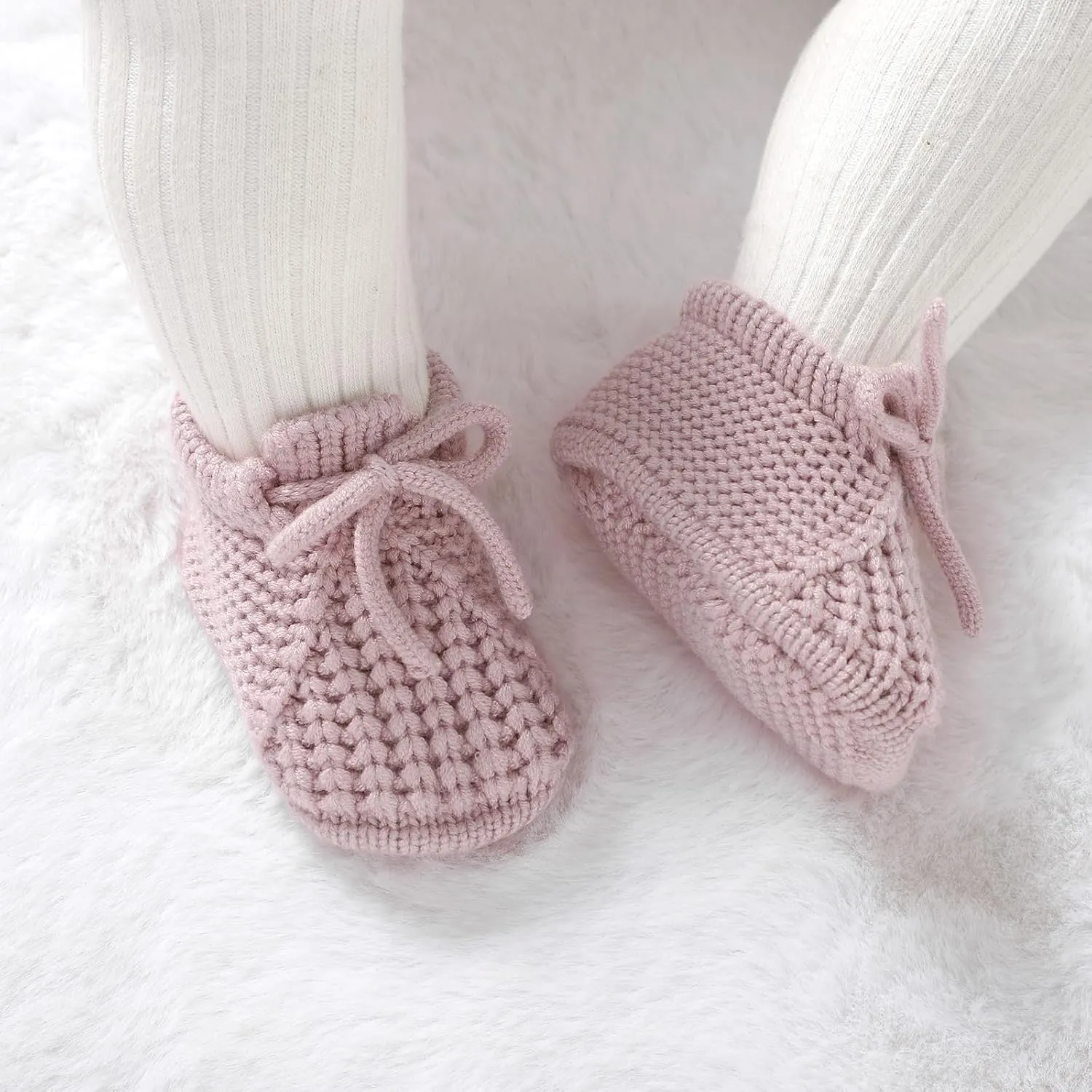 DovFanny Baby Booties Newborn Baby First Shoes Cozy Warm Knit Soft Booties for Toddler Infant Boy Girl