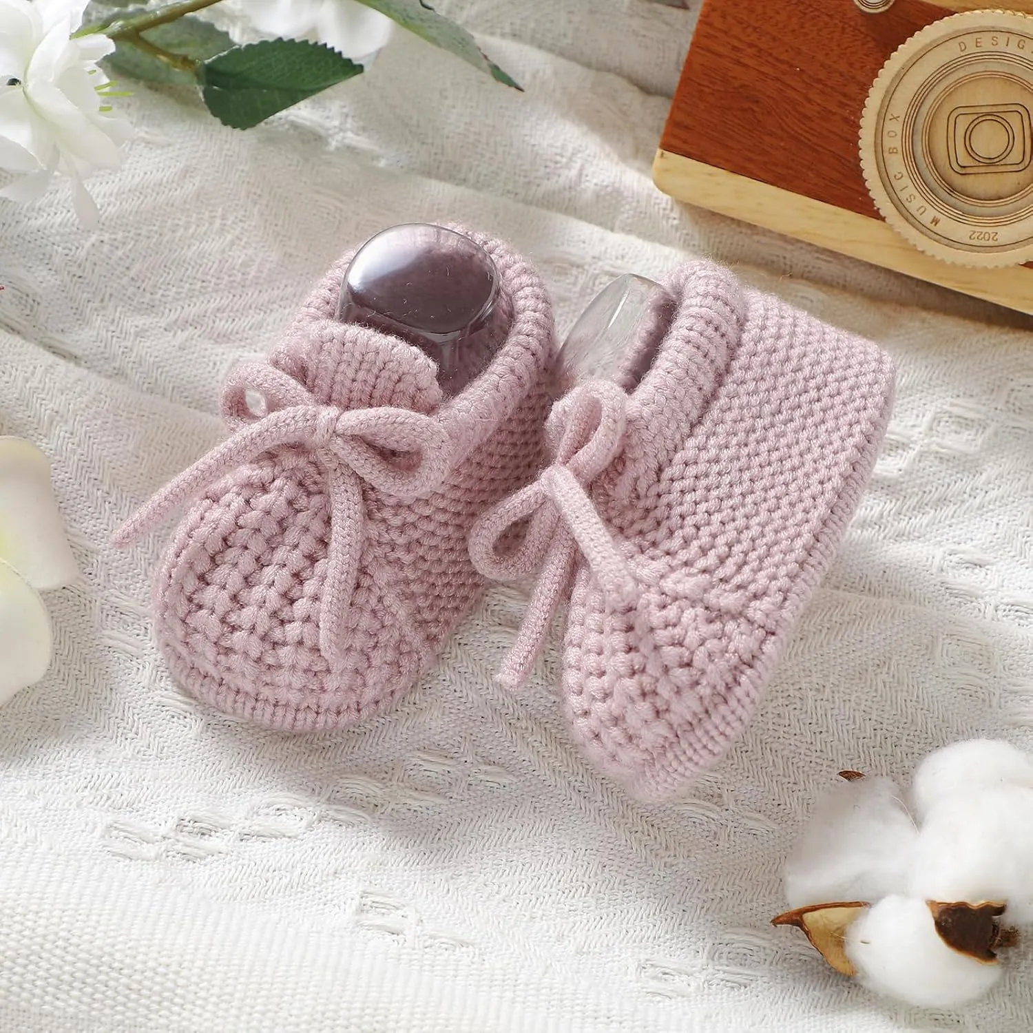 DovFanny Baby Booties Newborn Baby First Shoes Cozy Warm Knit Soft Booties for Toddler Infant Boy Girl