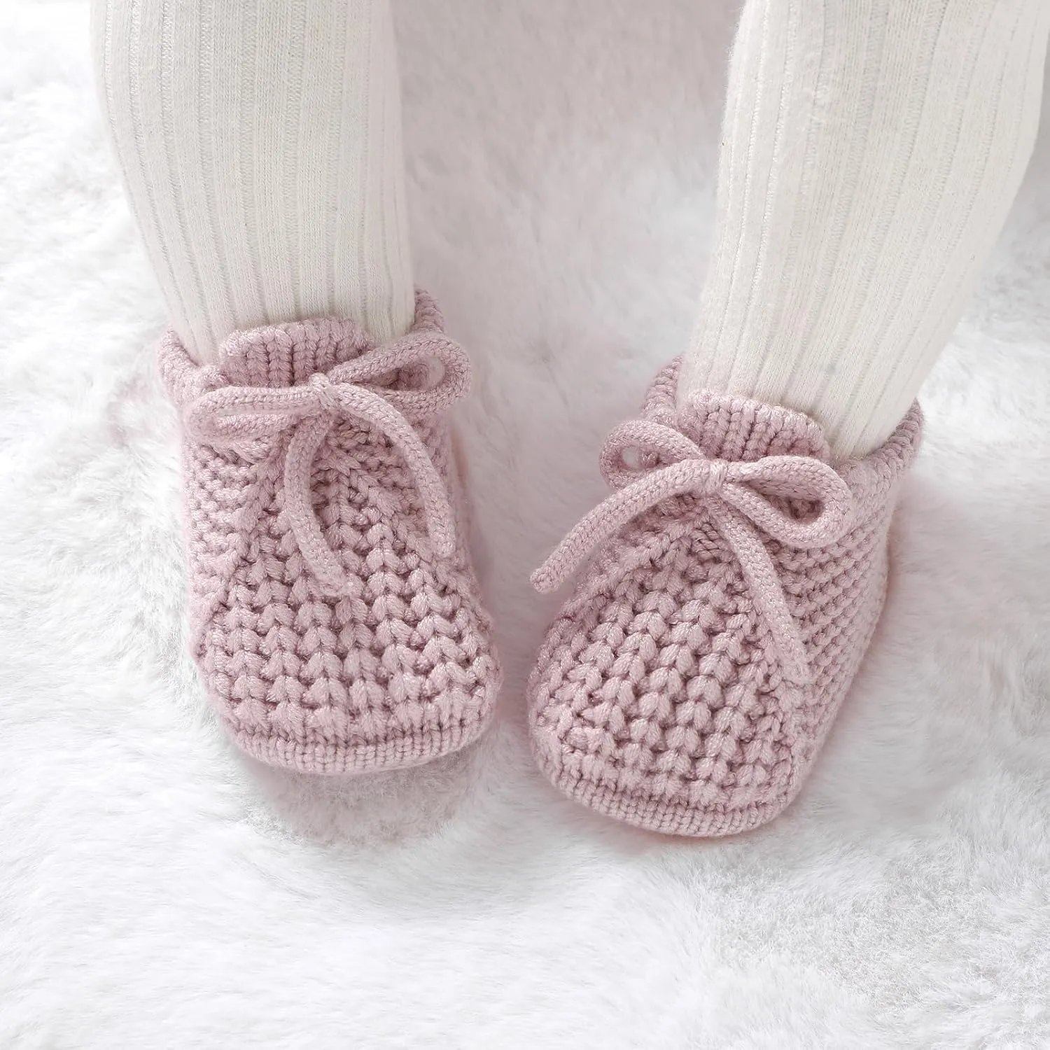 DovFanny Baby Booties Newborn Baby First Shoes Cozy Warm Knit Soft Booties for Toddler Infant Boy Girl