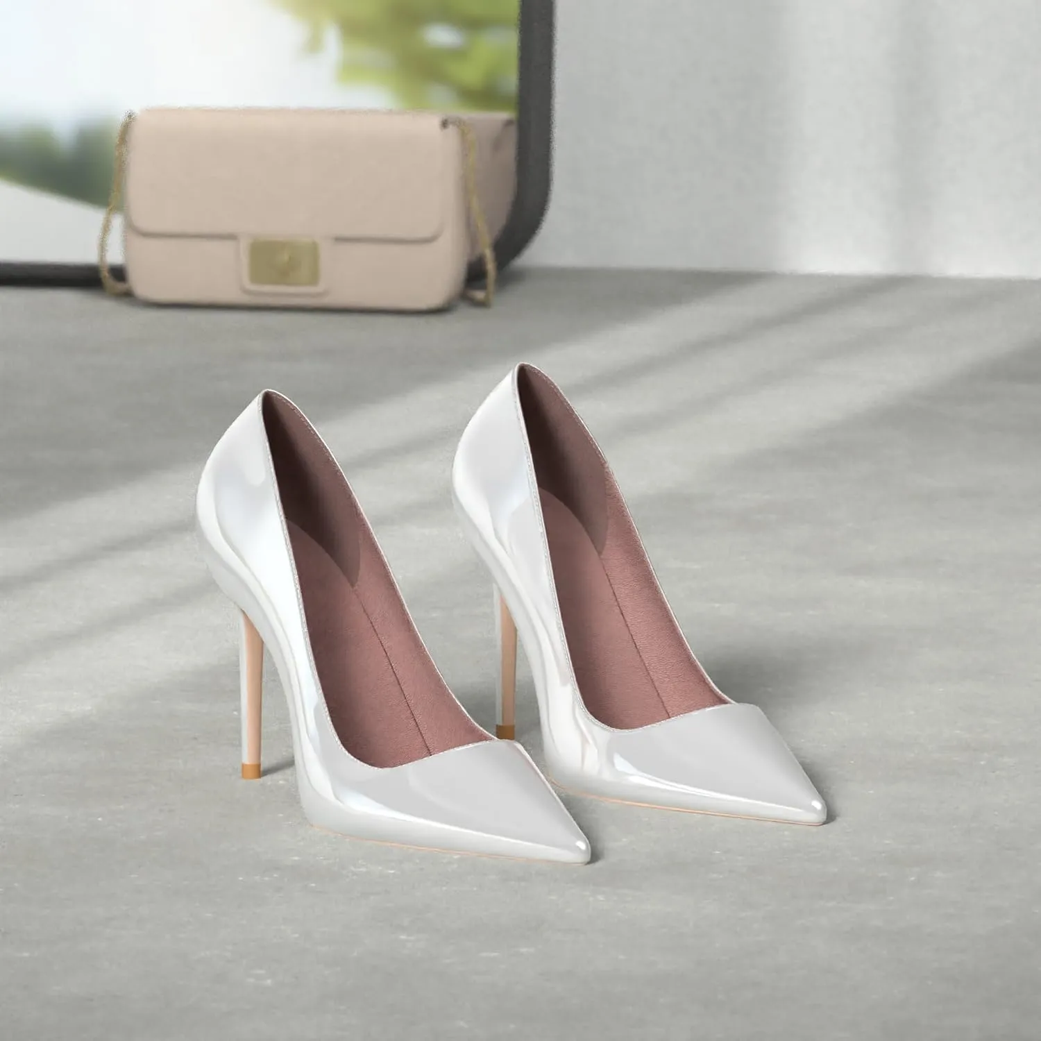 Elisabet Tang High Heels, Womens Pointed Toe Slip on Stilettos Party Wedding Pumps Basic Shoes