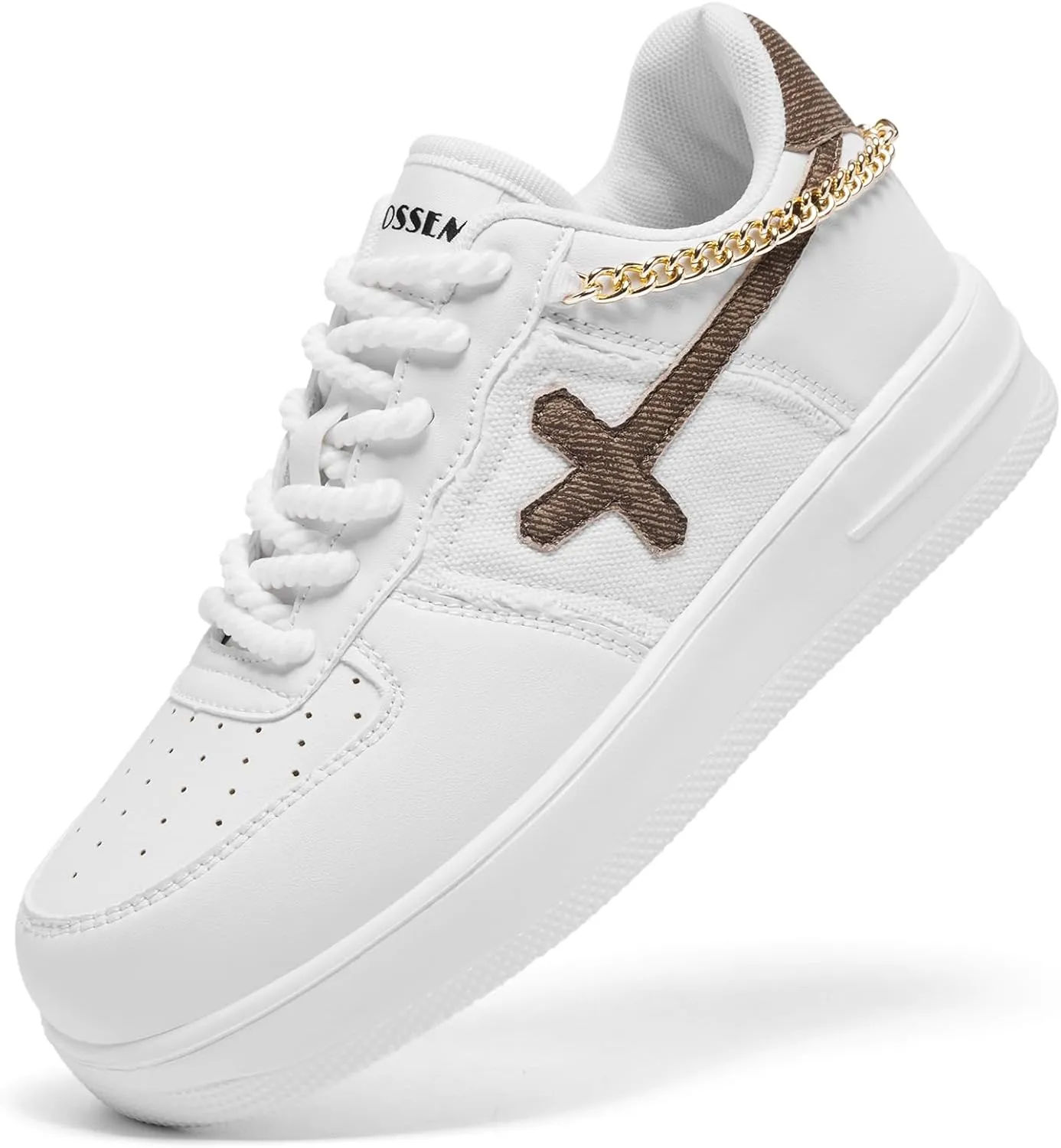 FANVOSSEM Chunky Platform Sneakers for WomenWomen's Comfy Sparkly Dad Shoes Lace-Up Casual Walking & Sport Work Sneaker
