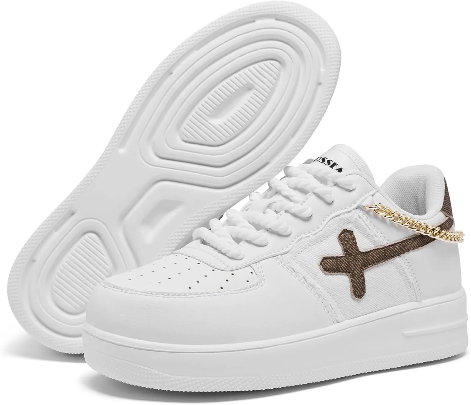 FANVOSSEM Chunky Platform Sneakers for WomenWomen's Comfy Sparkly Dad Shoes Lace-Up Casual Walking & Sport Work Sneaker