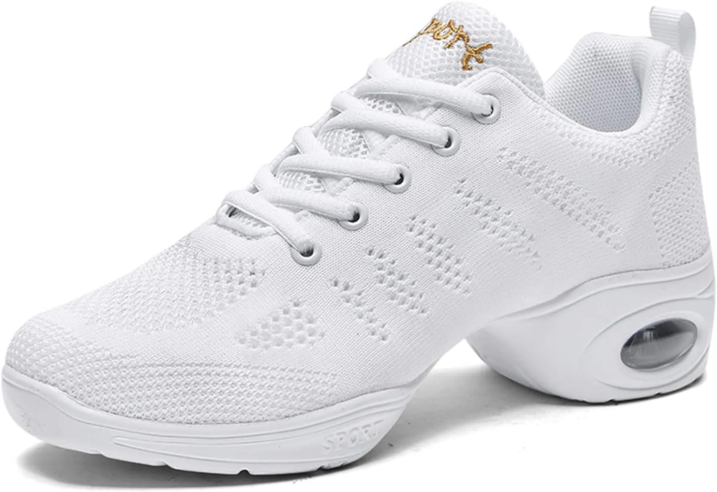 FLIOZY Dance Sneakers Womens Jazz Shoes Lace-up Breathable Mesh Sports Walking Dance Shoes Practice Shoes Outdoor Air Cushion Platform Shoes