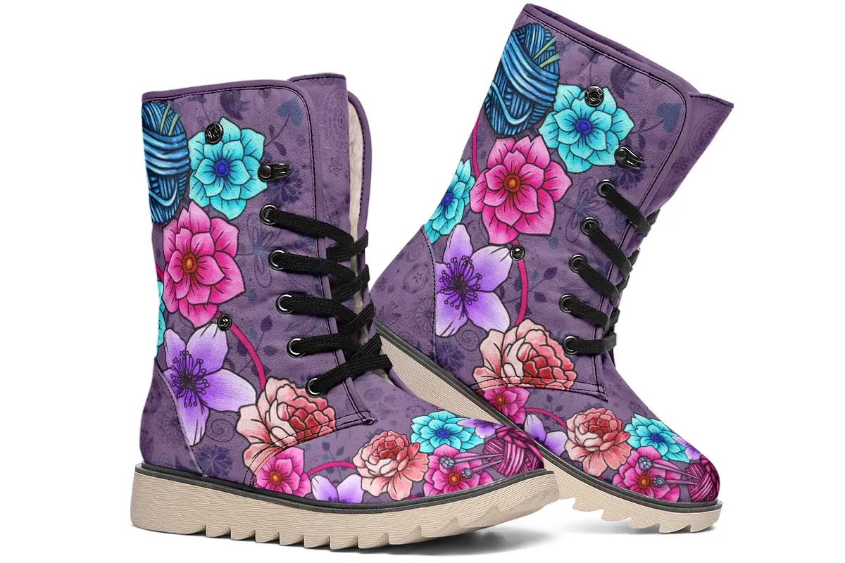 Floral Knitting Polar Vibe Boots