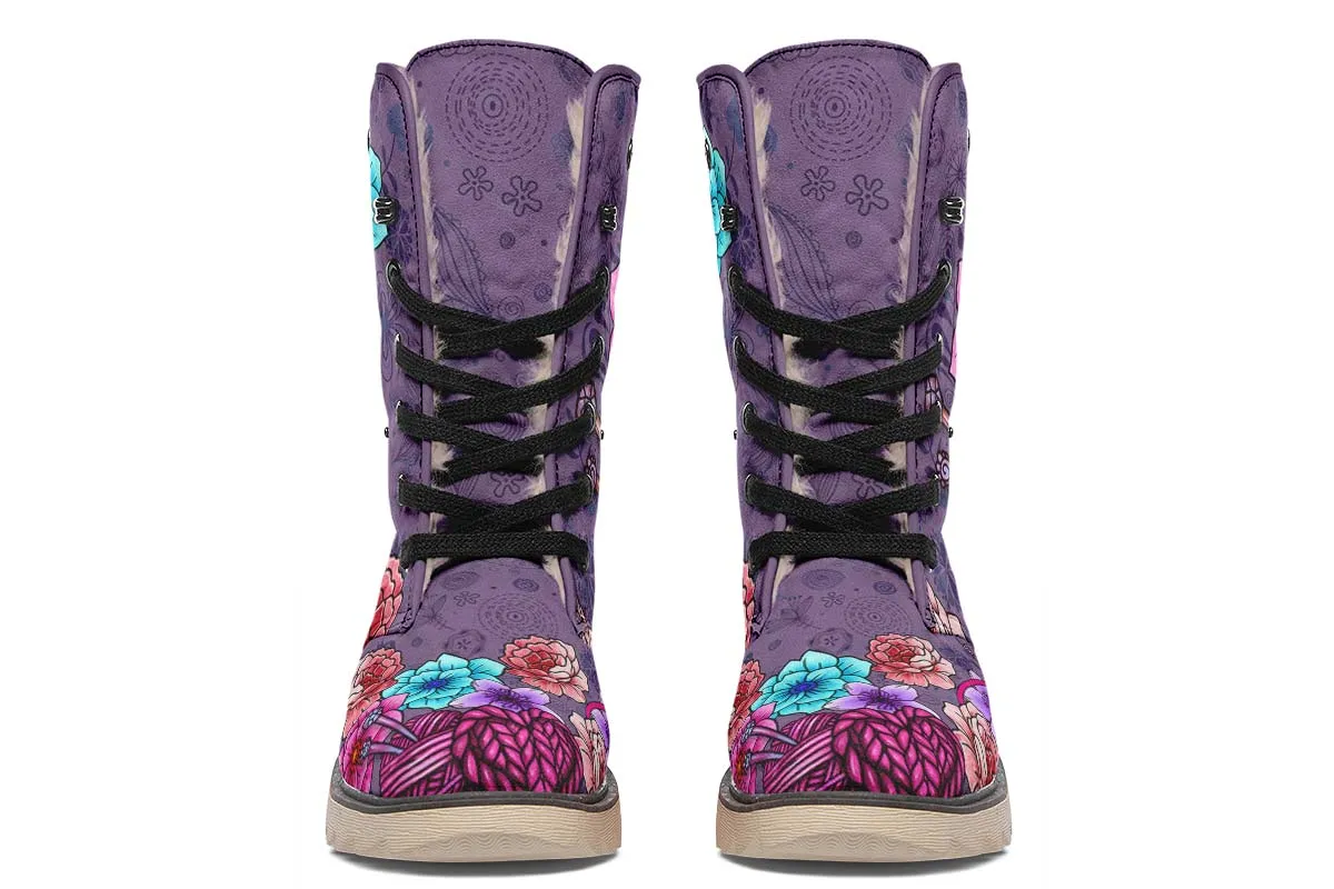 Floral Knitting Polar Vibe Boots