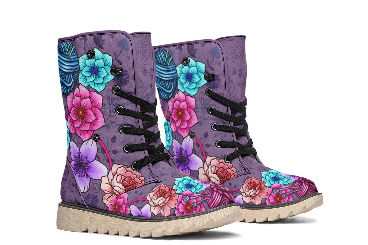 Floral Knitting Polar Vibe Boots