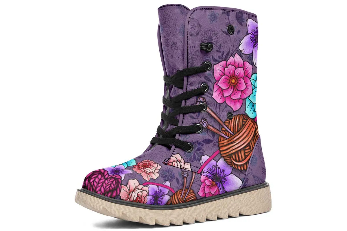 Floral Knitting Polar Vibe Boots