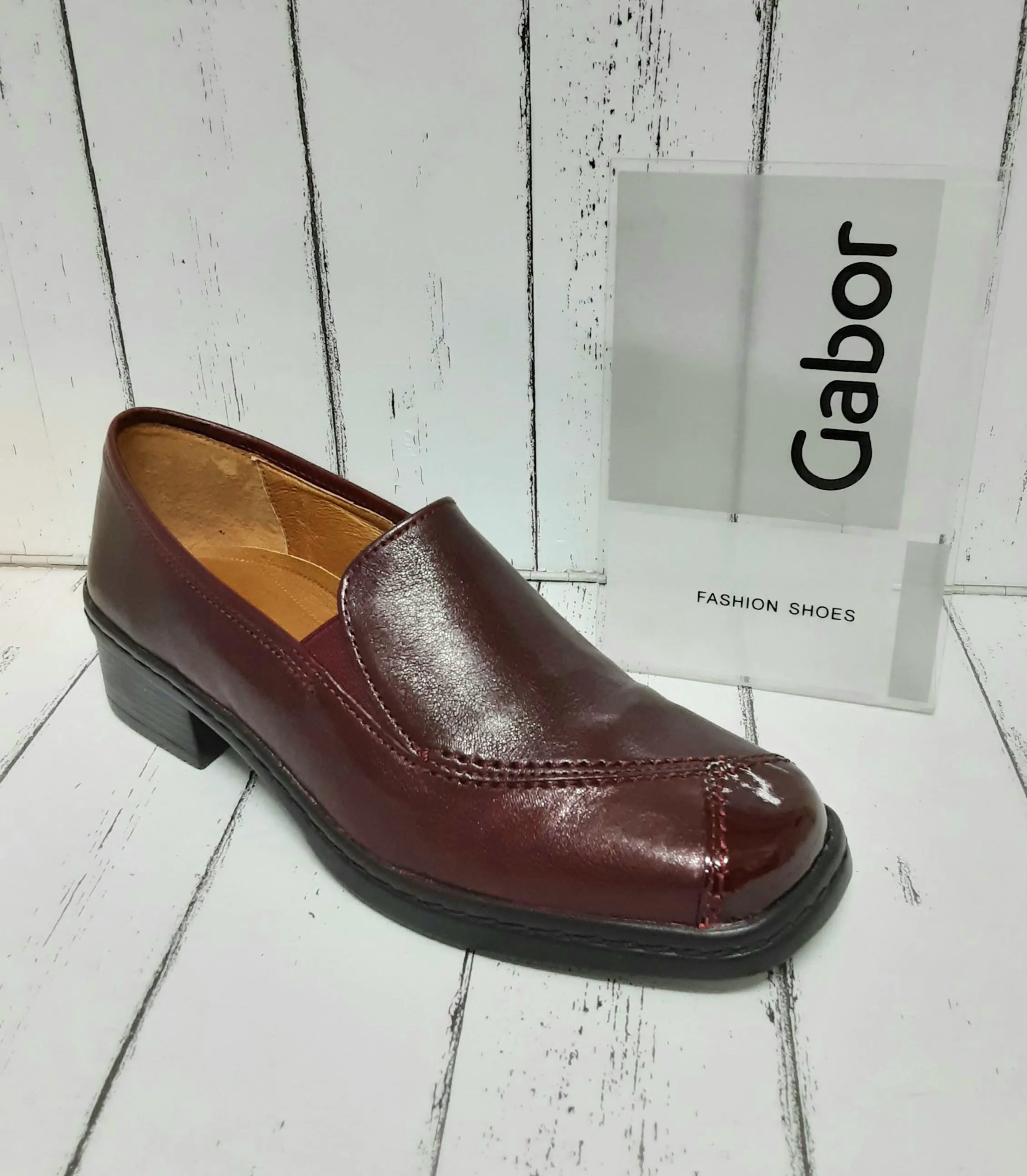 GABOR - 36.056.28 - SLIP ON HEEL SHOE - Leather - Dark Red