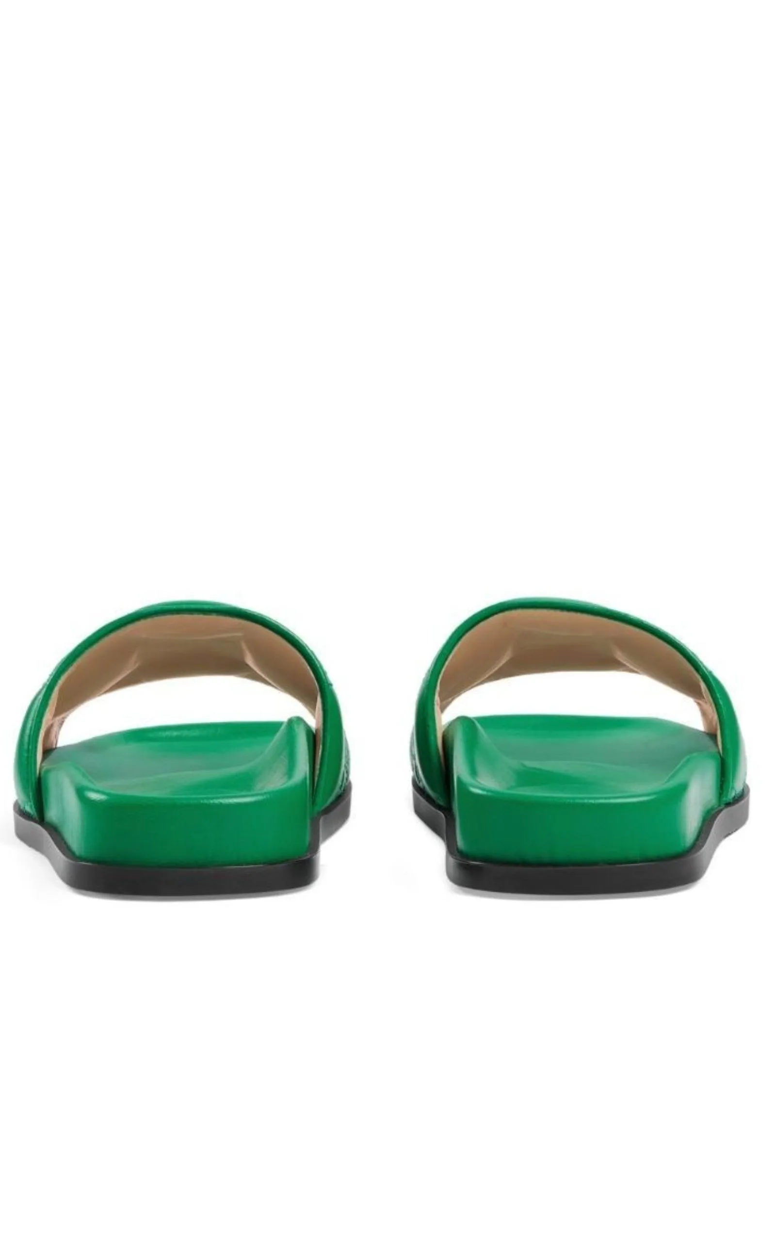 Gg Matelassé Slide Sandal In Green