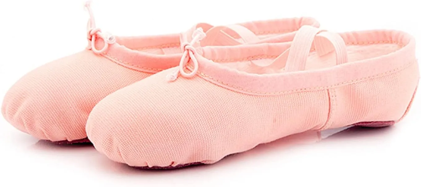 Girl's Ballet Shoes Toddler Slip-On Leather Sole Canvas Dance Slippers Yoga Training Gym Shoes Girls Ballet Slippers
