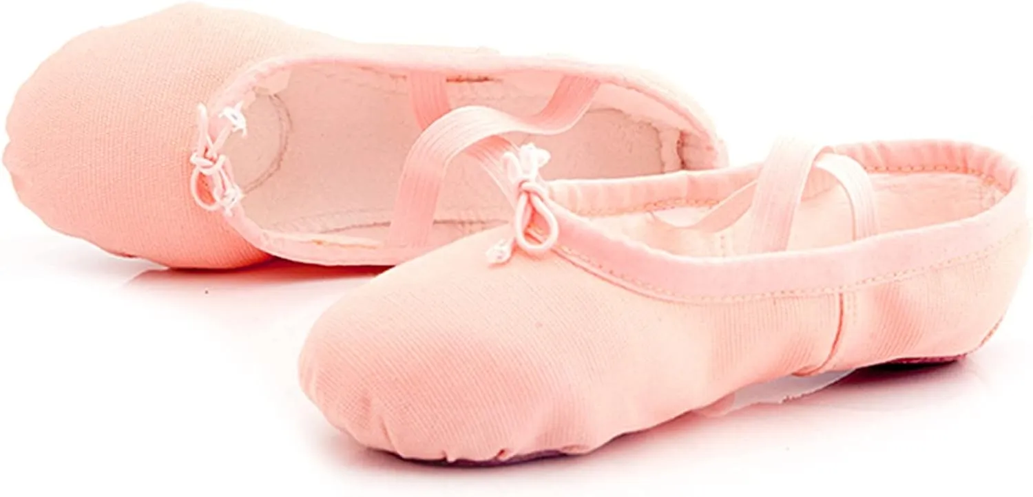 Girl's Ballet Shoes Toddler Slip-On Leather Sole Canvas Dance Slippers Yoga Training Gym Shoes Girls Ballet Slippers