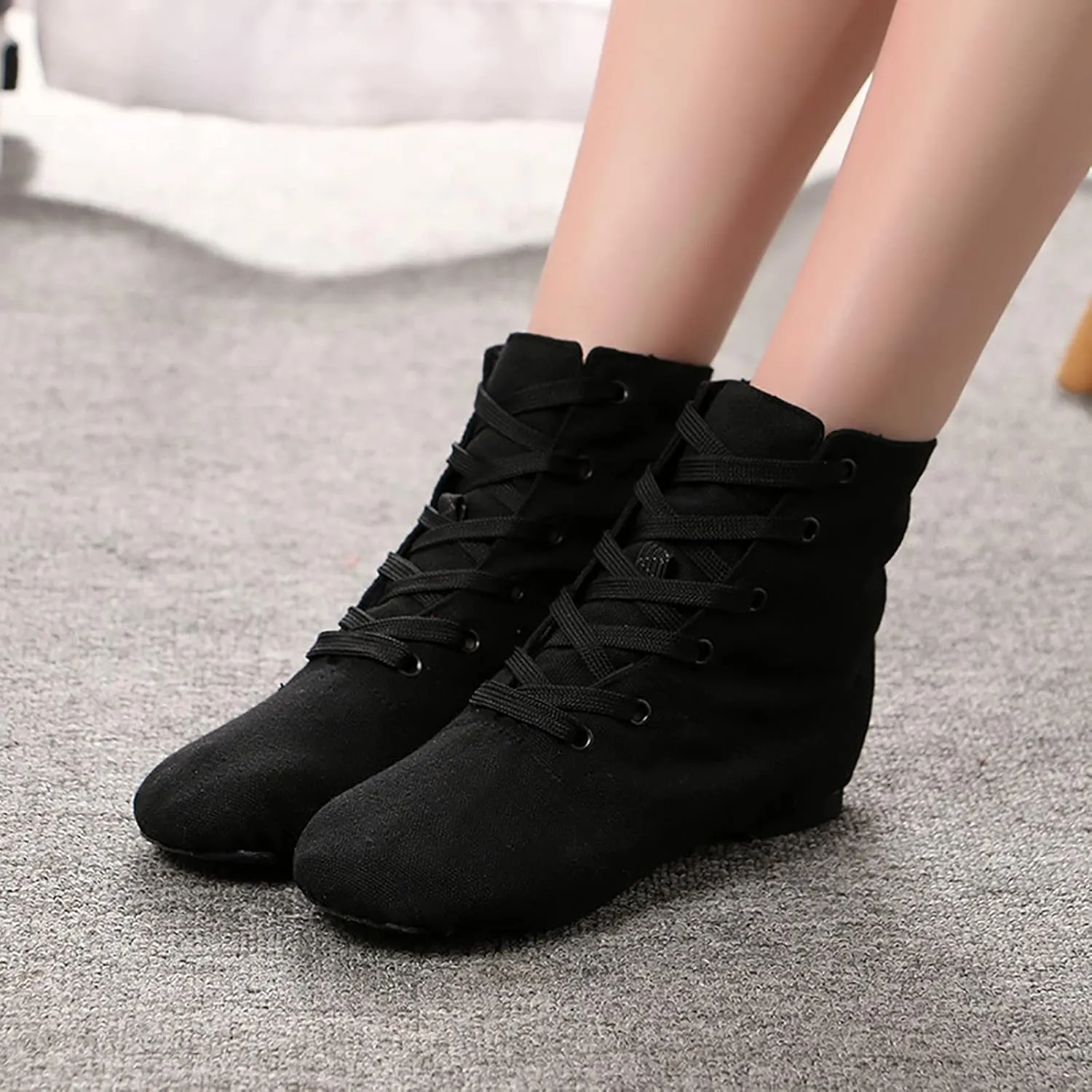 Girls Boys Ankle Boots Canvas Jazz Dancing Sneakers Ballet Dance Boots for Toddler Training Shoes Dancing Flat