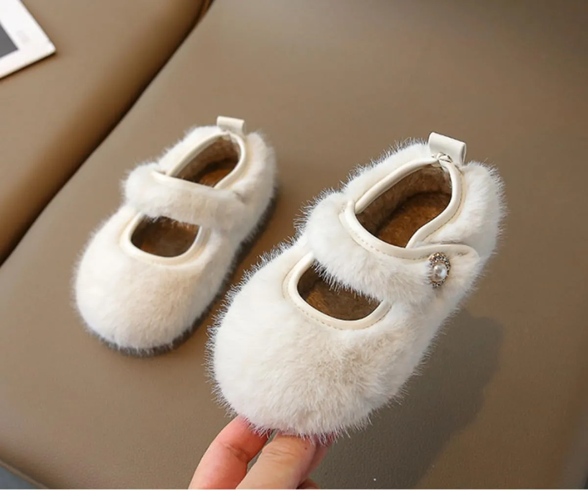 Girls Cozy Flats Lightweight Plush Linned Non-Slip Indoor Outdoor Home Shoes for Toddler/Little Kid
