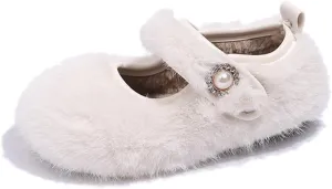 Girls Cozy Flats Lightweight Plush Linned Non-Slip Indoor Outdoor Home Shoes for Toddler/Little Kid