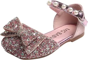 Girls Dress Shoes Strap Drill Bowknot Dance Shoes Middle and Big Kids Half Wrap Sandals Fashion Party Dress Sandals, 5