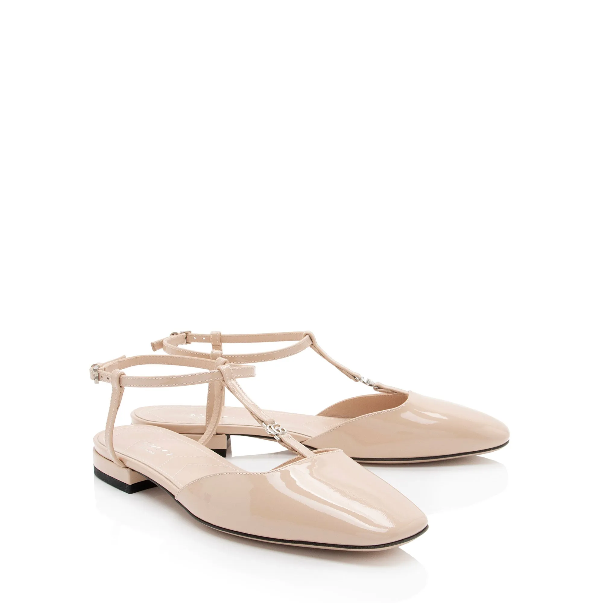 Gucci Patent Leather Double G T-Strap Flats