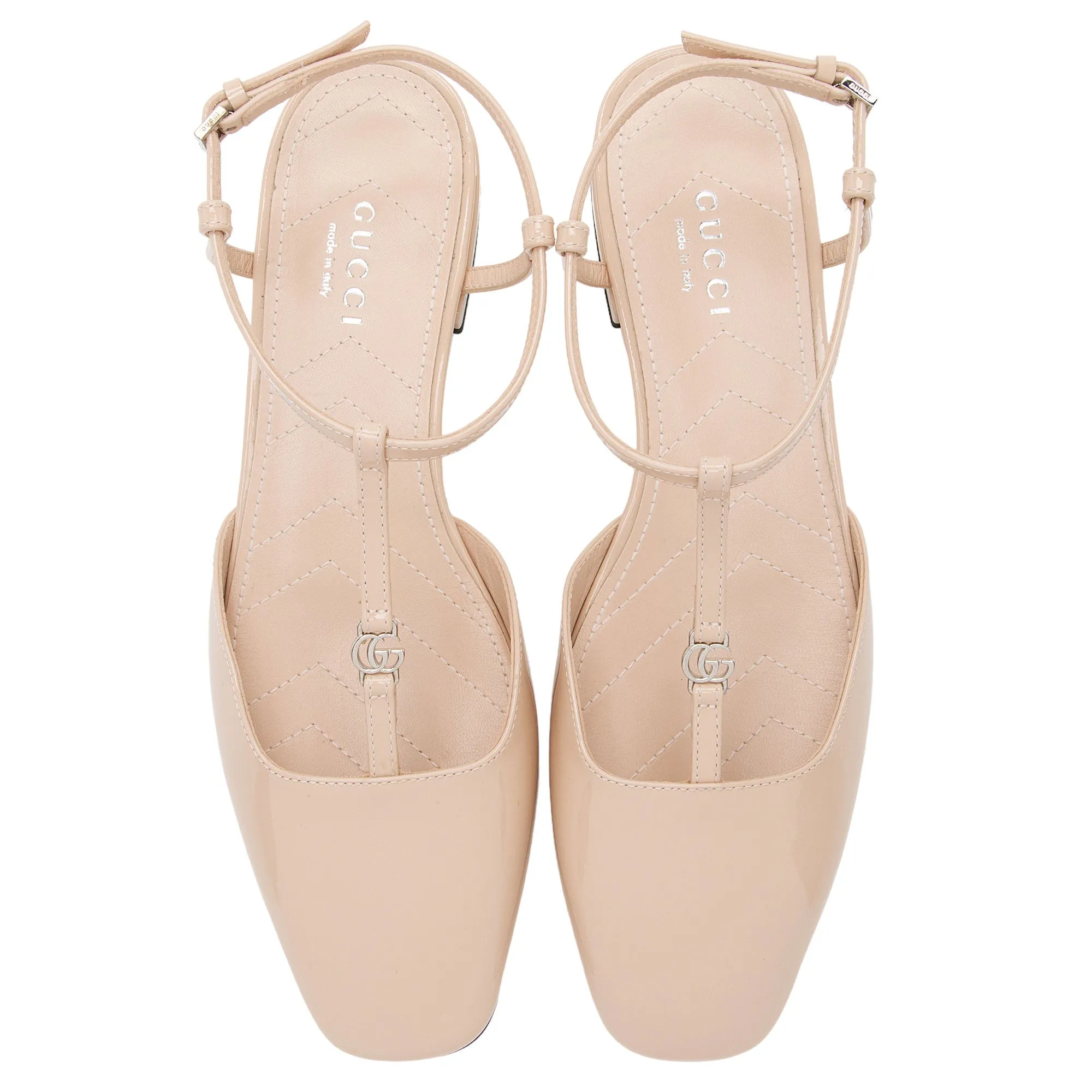 Gucci Patent Leather Double G T-Strap Flats