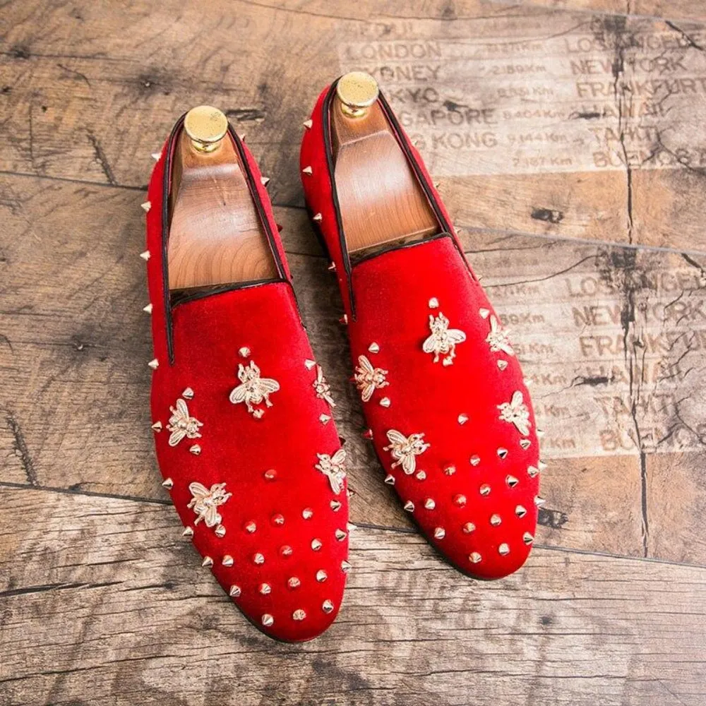 Handmade Velvet Loafer Shoes For Men